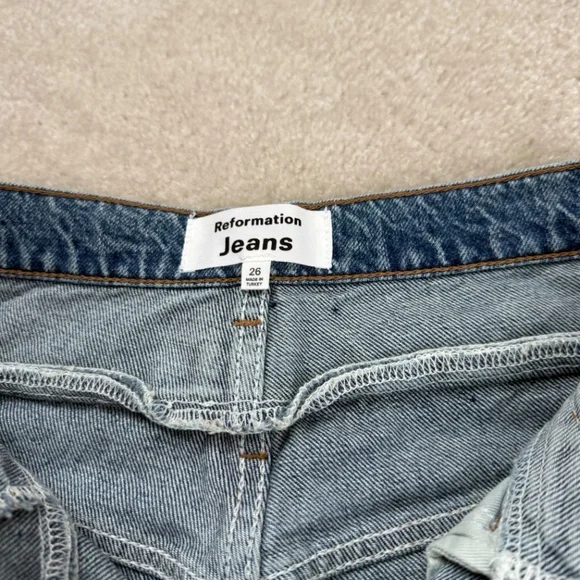 Reformation Cary Double Waistband High Rise Slouchy Wide Leg Jeans Rainy Sz 26 - Picture 4 of 8